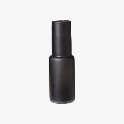 OKA Tall Matt Glass Cylinder Vase - Soot