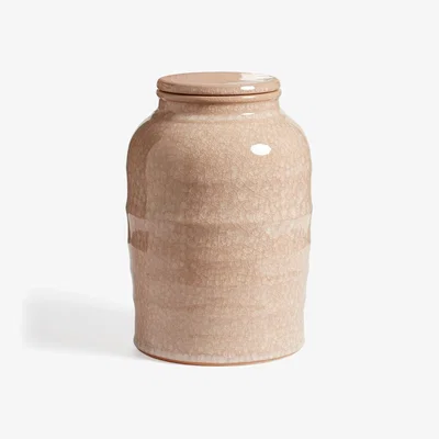 OKA OKA, Oren Lidded Pot - Apricot, Pots and Urns, Clay