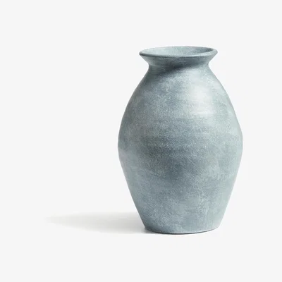 OKA OKA, Small Fyli Vase - Distressed Blue, Vases, Terracotta