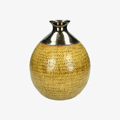 Olivia's Libra Interiors Vase Ceramic Handmade in Yellow - Discontinued / Large