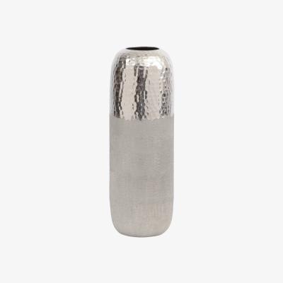 Olivia's Libra Fuse Hammered and Brushed Large Vase in Silver Finish | Outlet