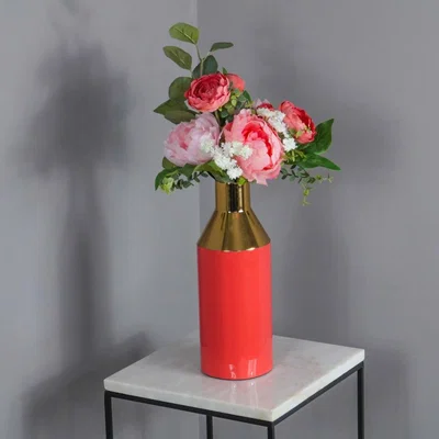 Olivia's Native Home Gold Stem Living Coral Vase