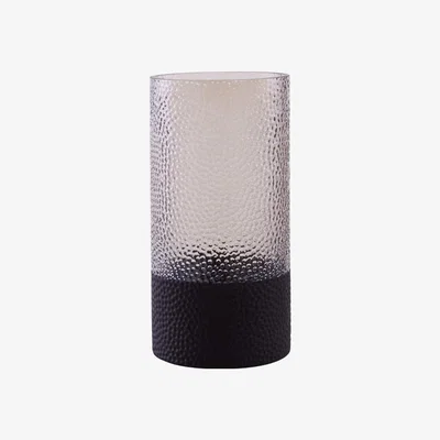 Olivia's Olivia's Cova Embossed Glass Vase Smoked And Black / Large