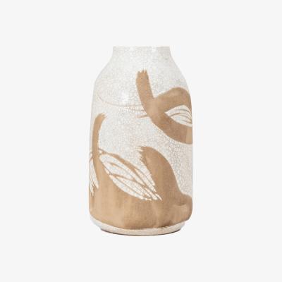 Olivia's Gallery Interiors Yoya Vase in Reactive White & Brown / Large