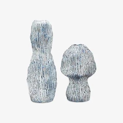 Olivia's Liang & Eimil Lennon Ceramic Vase in White and Blue Glaze / Small