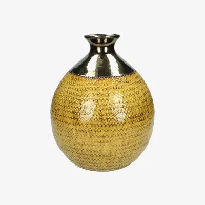 Olivia's Libra Interiors Vase Ceramic Handmade in Yellow / Small