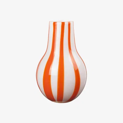 Olivia's Broste Copenhagen Ada Stripe Mouthblown Vase in Orange
