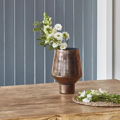 Olivia's Ivyline Opulent Tall Curved Vase in Metallic Bronze