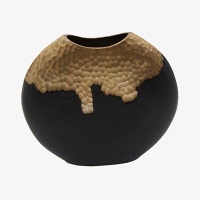 Olivia's Olivia's Luxe Collection - Black And Gold Round Dimpled Vase Large | Outlet