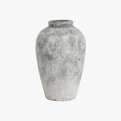 Olivia's Hill Interiors Tall Aged Ceramic Vase in Stone