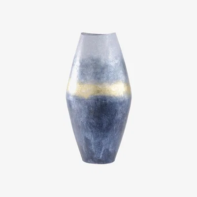 Olivia's Libra Abstract Iron Vase Blue And Gold
