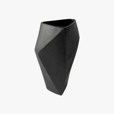 Olivia's Libra Interiors Cast Aluminium Faceted Black Vase
