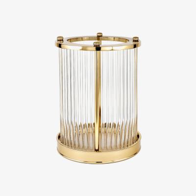 Olivia's Olivia's Lilia Small Gold Metal and Clear Textured Glass Hurricane