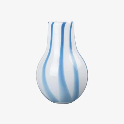 Olivia's Broste Copenhagen Ada Stripe Mouthblown Vase in Light Blue