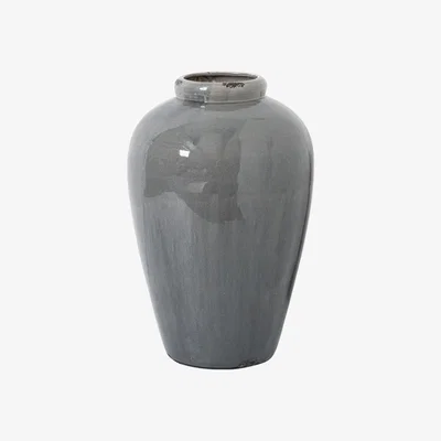Olivia's Hill Interiors Garda Glazed Tall Juniper Vase in Grey