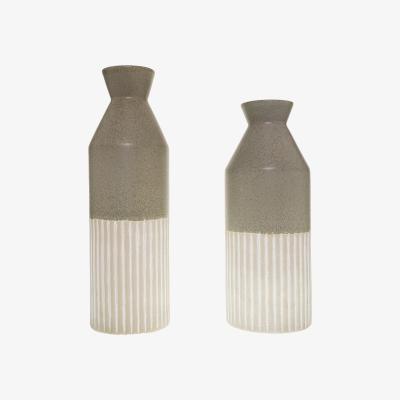 Olivia's Hill Interiors Mason Collection Ceramic Ellipse Tall Vase in Grey