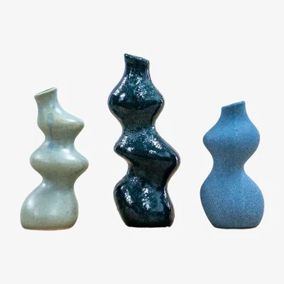 Olivia's Gallery Interiors Set of 3 Meint Vase Blue / Large