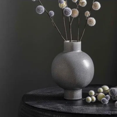 Olivia's Gallery Interiors Oshima Vase in Grey / Grey