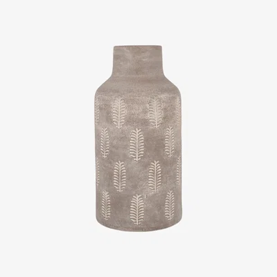 Olivia's Olivia's Cloudia Fern Textured Stoneware Vase in Stone Grey