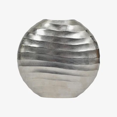 Olivia's Libra Iconic Ripples Silver Aluminium Elliptical Vase Small