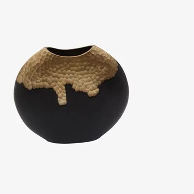 Olivia's Olivia's Black And Gold Round Dimpled Vase Large