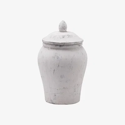 Olivia's Hill Interiors Bloomville Ginger Jar in Stone / Large