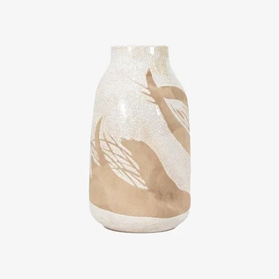 Downtown Goya Vase Large Reactive - White/Brown In Brown/White