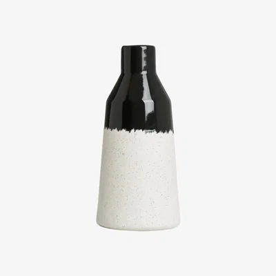 Downtown BHS Bottle Shape Ceramic Texture Vase - Black In Black/White
