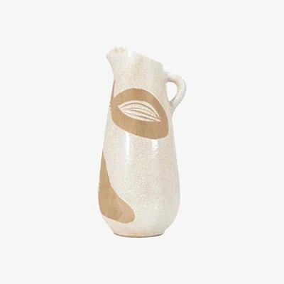 Downtown Goya Pitcher Vase Reactive - White/Brown