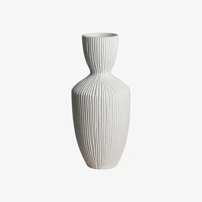 Downtown Hirano Ribbed Stoneware Vase - Cream