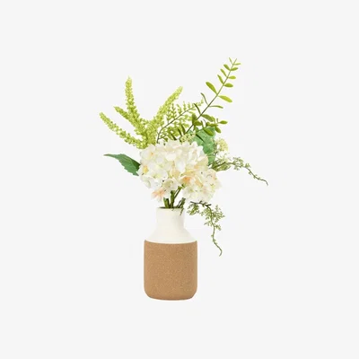 Downtown Vase with Hydrangea Arrangement - White