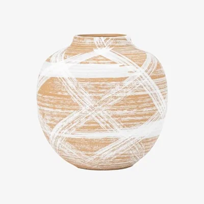 Downtown Tarka Reactive Small Stoneware Vase - Brown/White