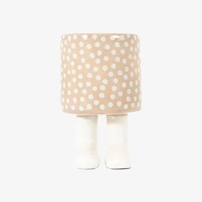 Downtown Polka Large Planter With Feet - Beige
