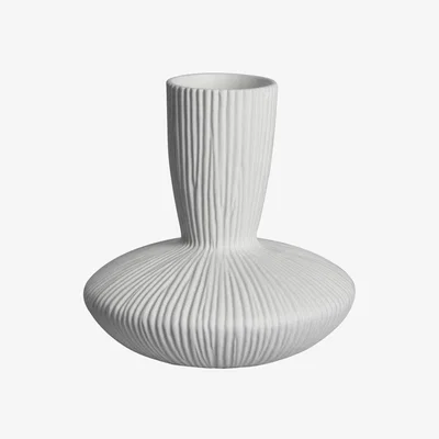 Downtown Honjo Ribbed Stoneware Vase - Cream