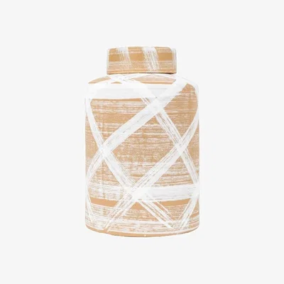 Downtown Tarka Reactive Stoneware Jar - Brown/White