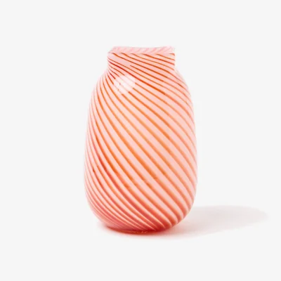 Oliver Bonas Onda Pink Stripe Glass Vase