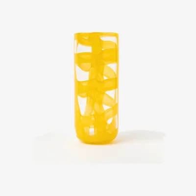 Oliver Bonas Mkali Yellow Swirl Glass Vase