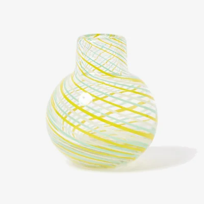 Oliver Bonas Safi Yellow & Blue Twist Small Glass Vase