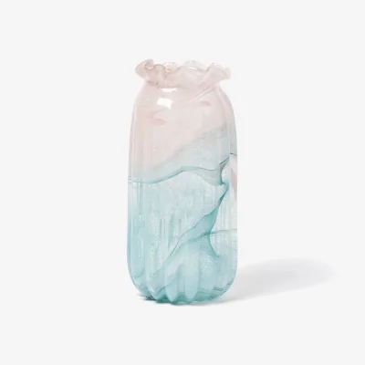 Oliver Bonas Ione Pink Swirl Tall Glass Vase