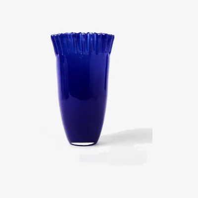 Oliver Bonas Sibilo Pleated Blue Glass Vase