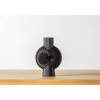 Perch and Parrow Dhruv Textured Black Vase, Large