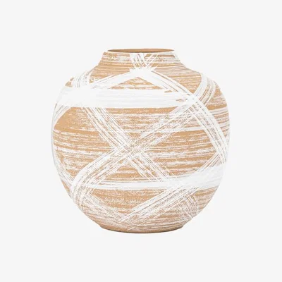 Perch and Parrow Brushstroke Vase in Brown & White - Small