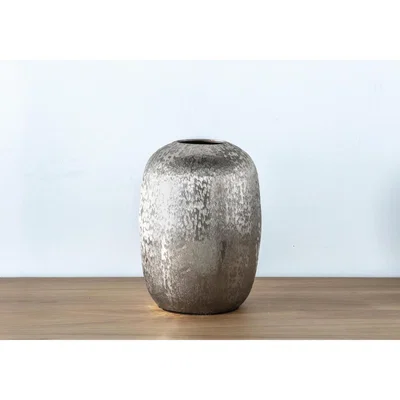 Perch and Parrow Kir Metallic Textured Vase in Silver