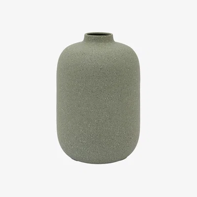 Perch and Parrow Olea Metal Vase in Olive