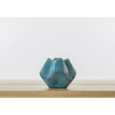 Perch and Parrow Cathcart Textured Blue Vase, Medium