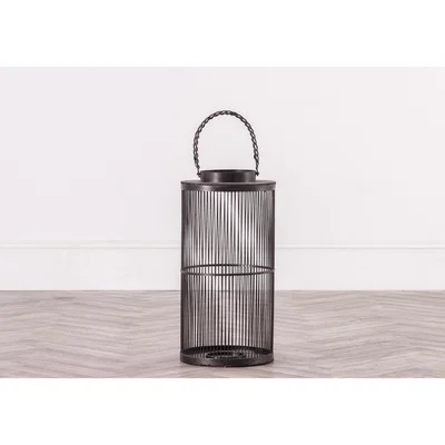 Perch and Parrow Santos Black Bamboo Lantern, Medium