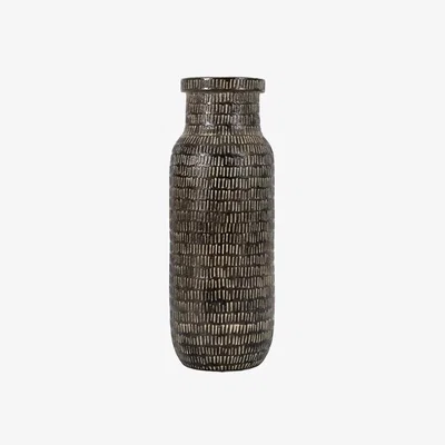 Perch and Parrow Score Tall Vase in Black