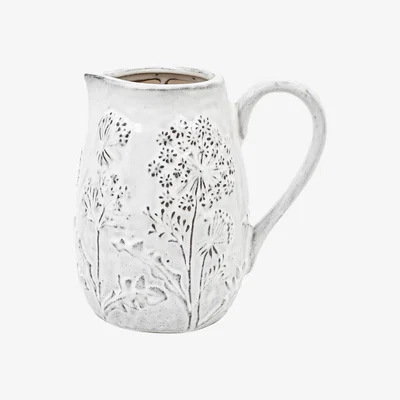 Perch and Parrow Springdale Embossed Ceramic Jug in Stone