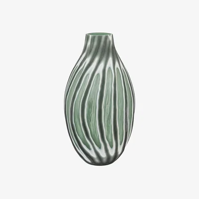 Perch and Parrow Aurelia Swirl Hand Carved Glass Vase in Sage, Large