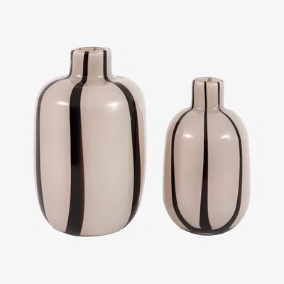 Perch and Parrow Arla Stripe Glass Vase in Monochrome, Set of 2
